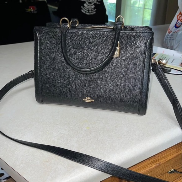 Coach Black Leather Satchel with Gold Hardware